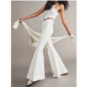 Free People Just float on White flare wide leg bell bottom denim jeans